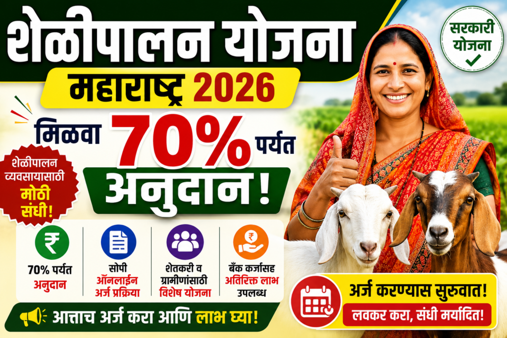 शेळीपालन योजना 2026 अंतर्गत अनुदान मिळवून व्यवसाय करणारी महिला आणि शेळ्यांचा गोठा