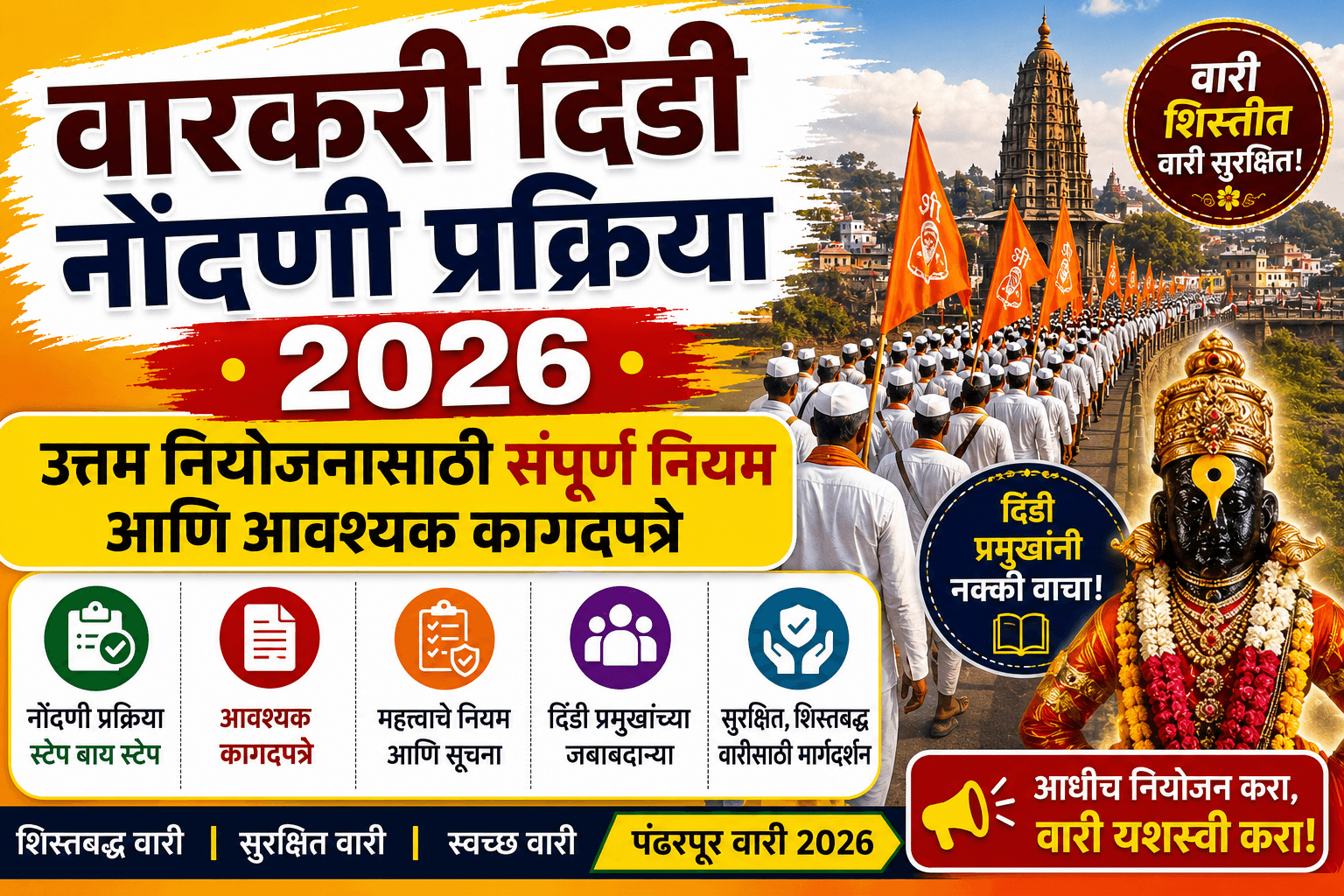 वारकरी दिंडी नोंदणी प्रक्रिया 2026